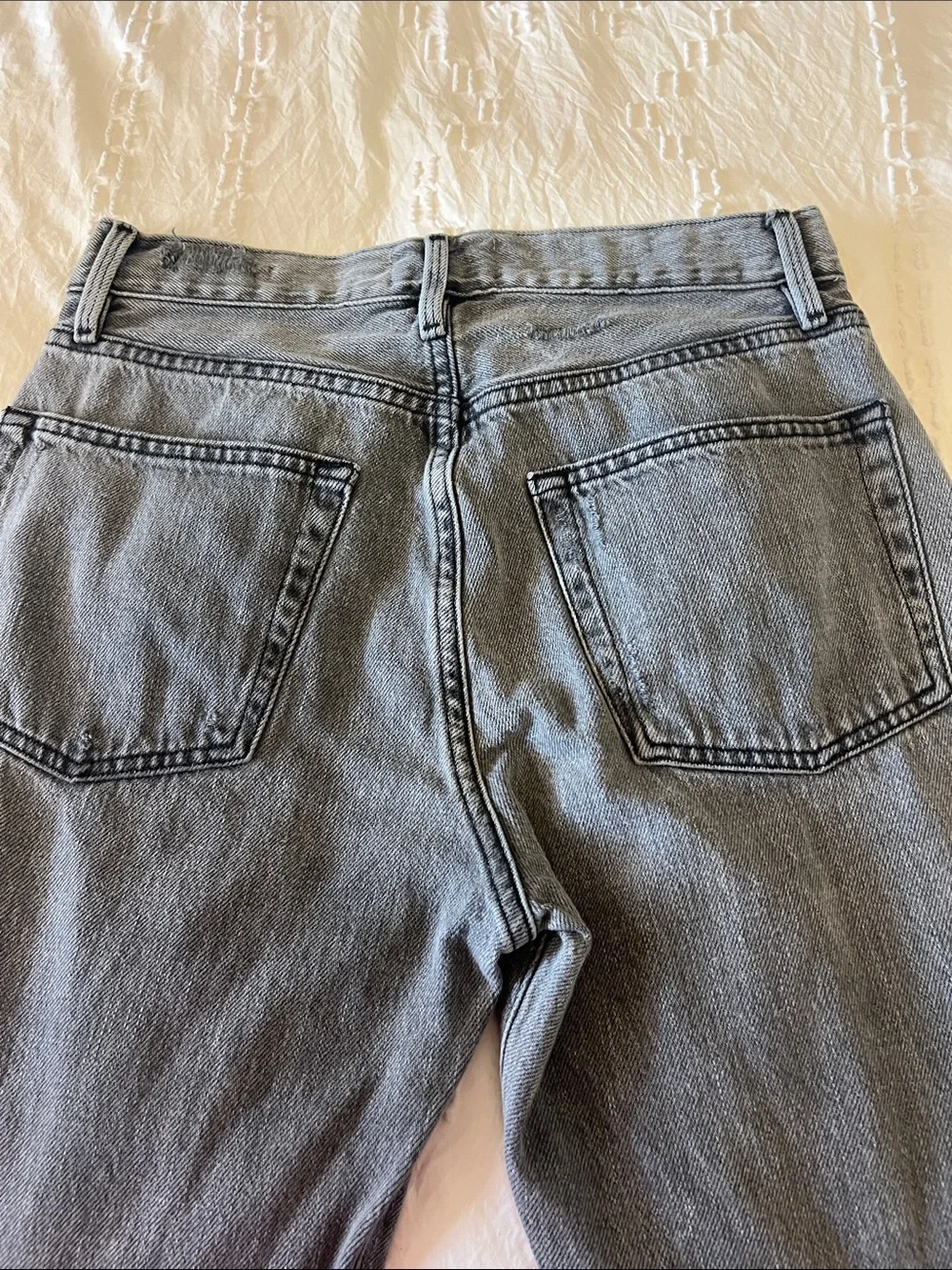 Frame Denim Jeans Le Original Gray Charcoal Washed Distressed Straight Ankle